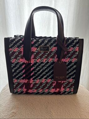 kate spade Black, Pink & Gray Woven Satchel